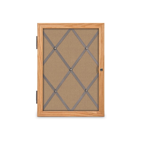 United Visual Products Sliding Door 12" Wood Framed Display Cas, UVDC1651-OAK-AMETHY UVDC1651-OAK-AMETHY - main